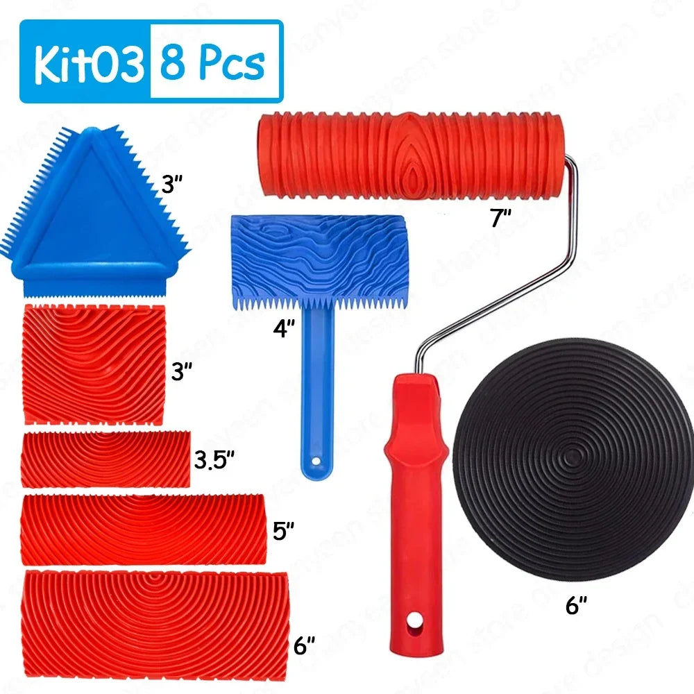 Wood Grain Tool Set Texture Rubber Paint Roller Brush BL-TL751