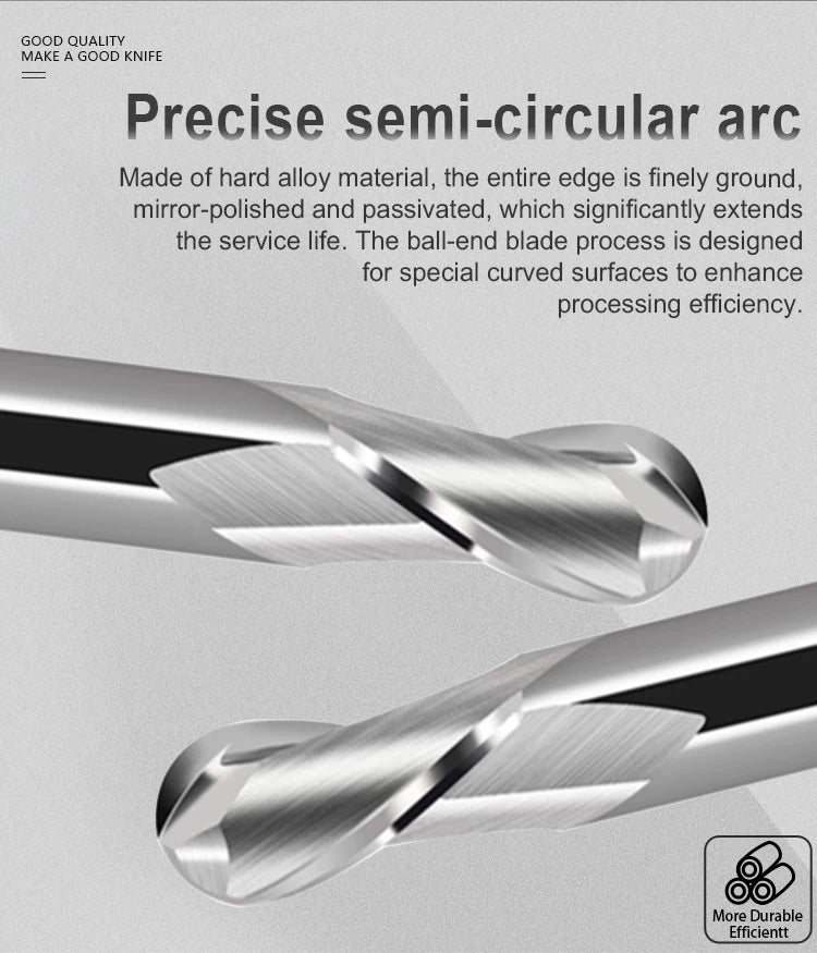 Tungsten Steel 2-edge Arc CNC Milling Cutter BL-TL762