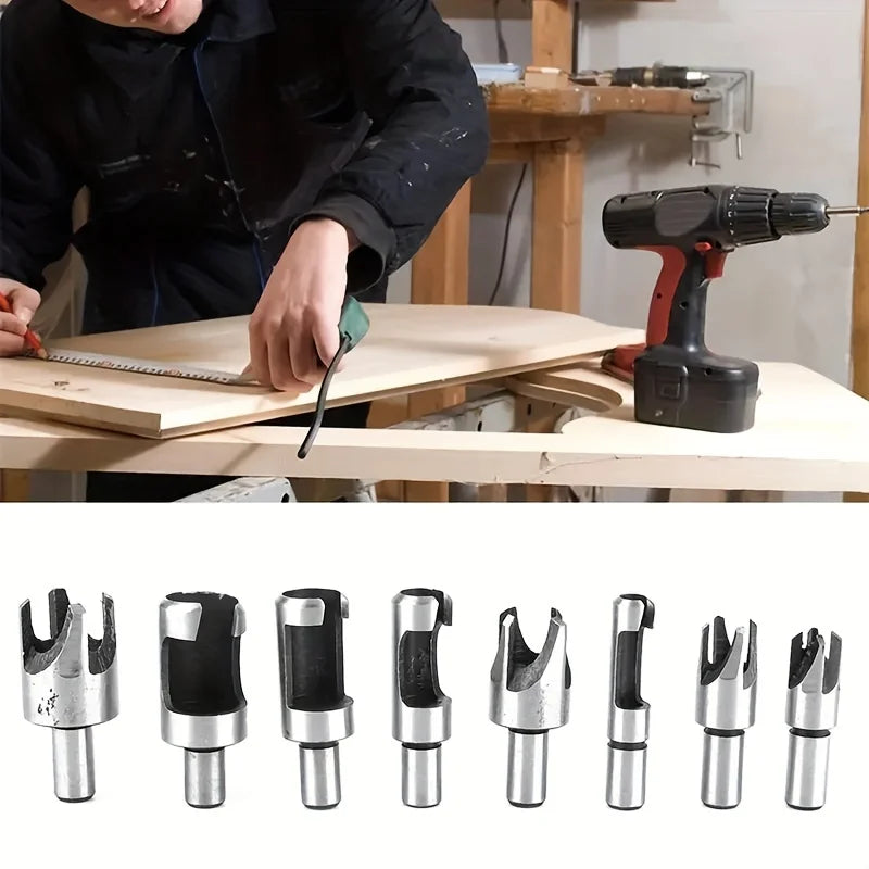 8 PCS High Carbon Steel Wood Hole Plug Milling Cutter Set BL-TL646