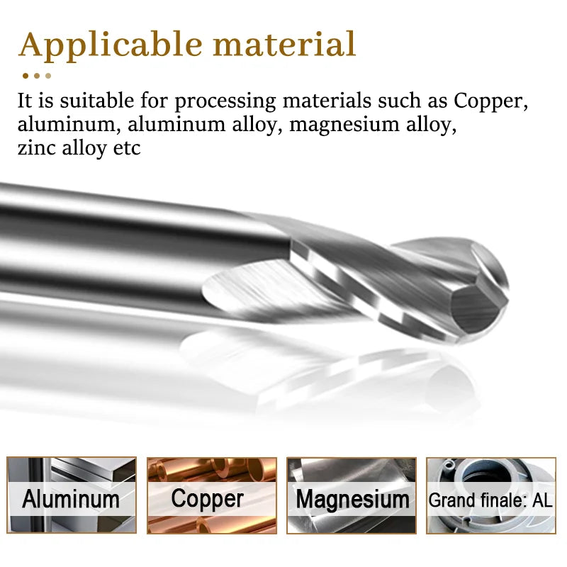 Tungsten Steel 2-edge Arc CNC Milling Cutter BL-TL762