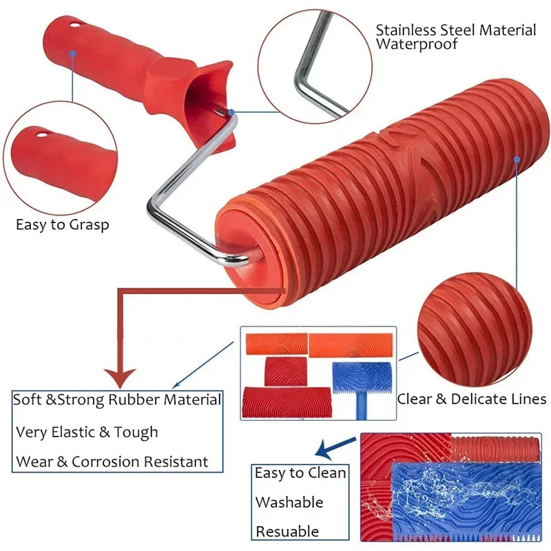 Wood Grain Tool Set Texture Rubber Paint Roller Brush BL-TL751
