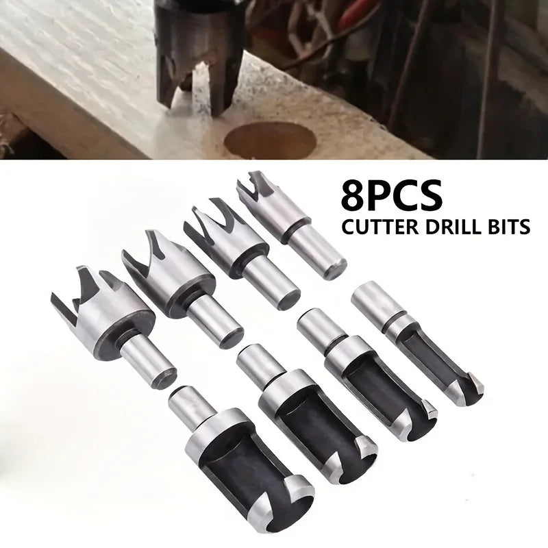 8 PCS High Carbon Steel Wood Hole Plug Milling Cutter Set BL-TL646
